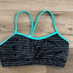 Lululemon Athletica Black and Teal Patterned Sports Bra